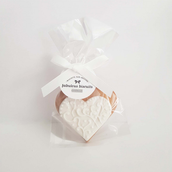 Sachet Biscuits coeur robe de mariée